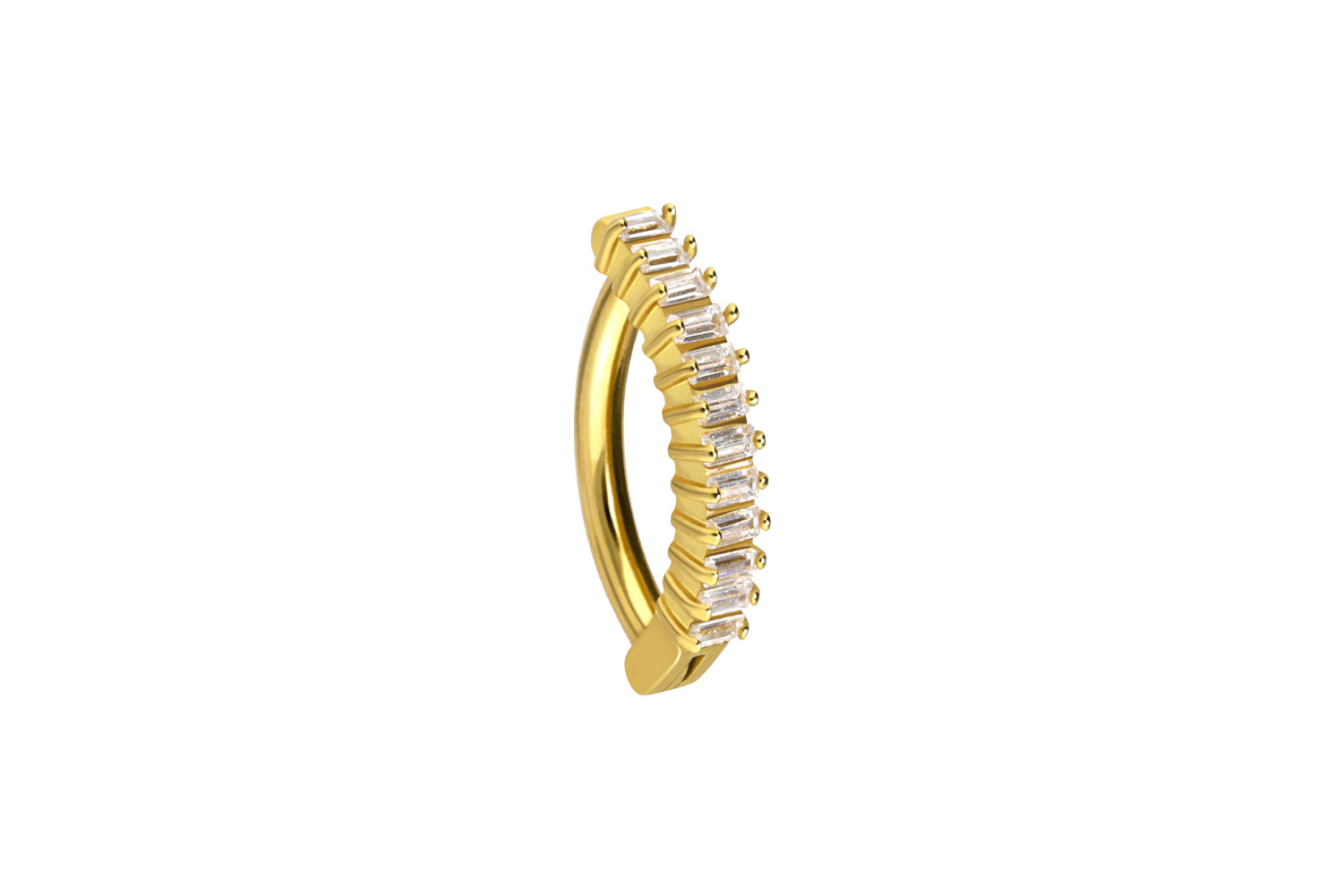 Titan Bauchnabelclicker Bauchnabelpiercing BOGEN + EINGEFASSTE KRISTALLRECHTECKE